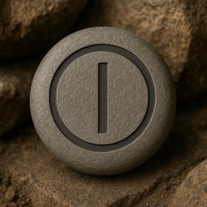 engraved stone with geometric protective mark on natural pebbles