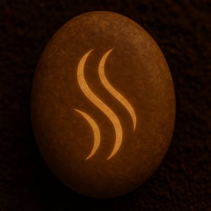 Engraved flowing line stone in warm shadow, representing a gentle current moving in continuity.