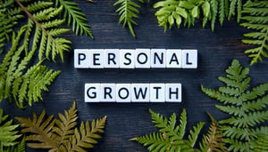 The image displays the word PERSONAL GROWTH in block letters positioned in the centre of background-1