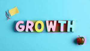 The image shows the word GROWTH written in E8BA40 letters in the center of DED4E8 coloured background i wAnt the font to look young and be in line with education theme