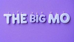 The image shows the word THE BIG MO written in pretty periwinkle letters in the centre of a royal purple coloured background i want the font to look young and be in line with education theme-1