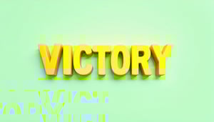 The image shows the word VICTORY written in pretty yellow letters in the centre of a light green coloured background i want the font to look young and be in line with education theme-1