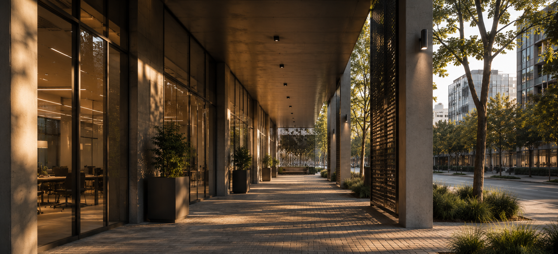 Refined mid-rise office building with climate-responsive façade design