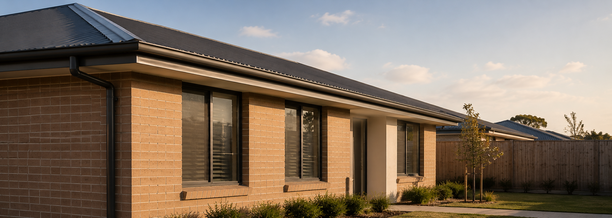 Single-storey Australian home with brick façade, covered entry, standard glazing and restrained front landscaping.