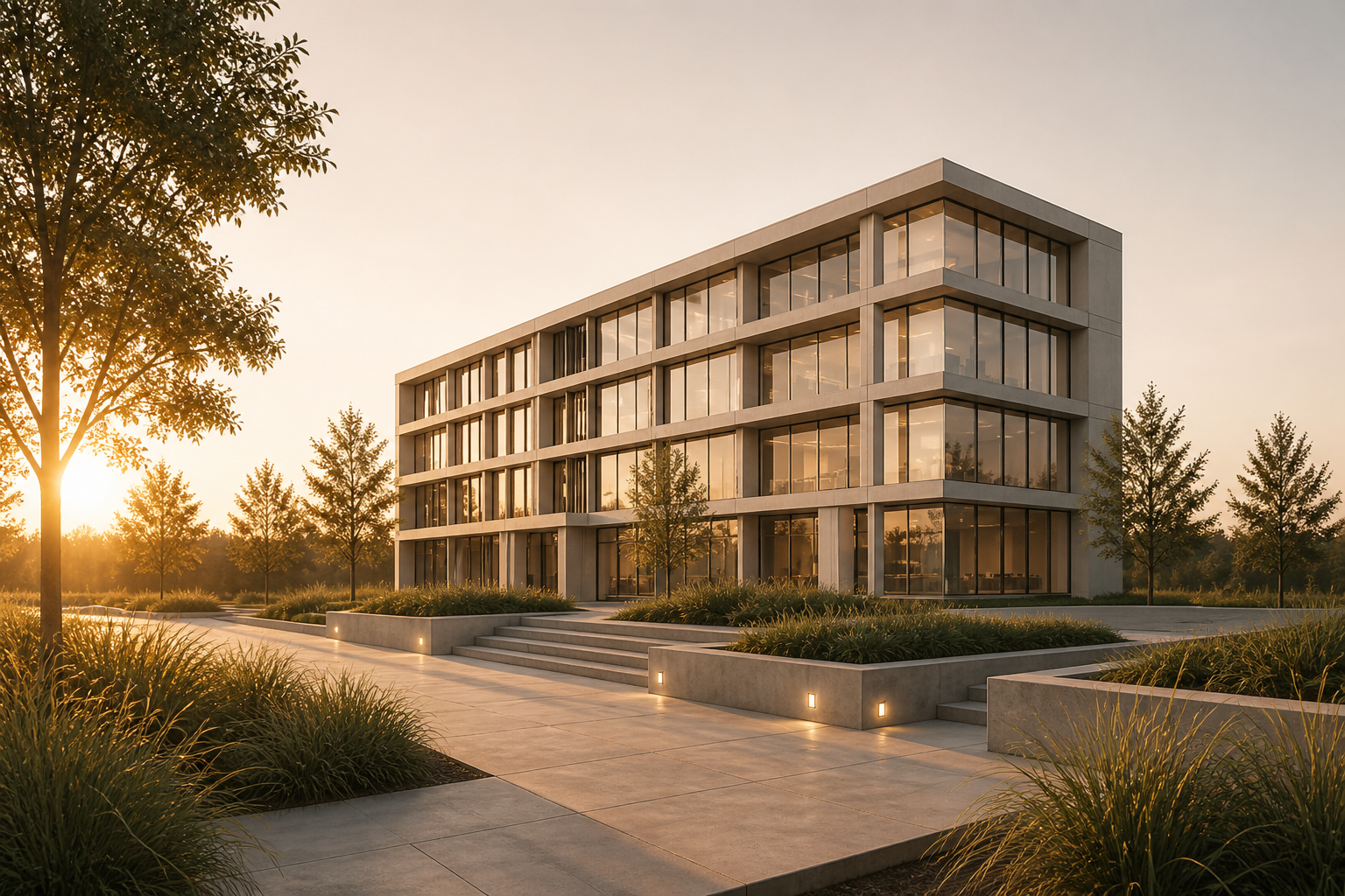 Modern commercial building designed for energy efficiency and Section J compliance