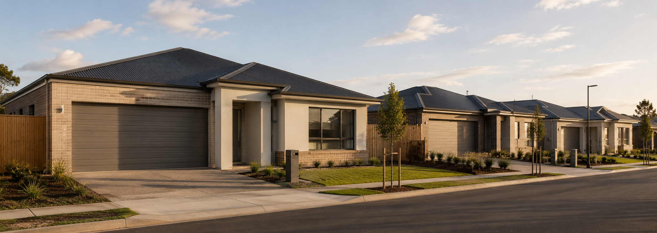 Single-storey Australian home with brick façade, covered entry, standard glazing and restrained front landscaping.