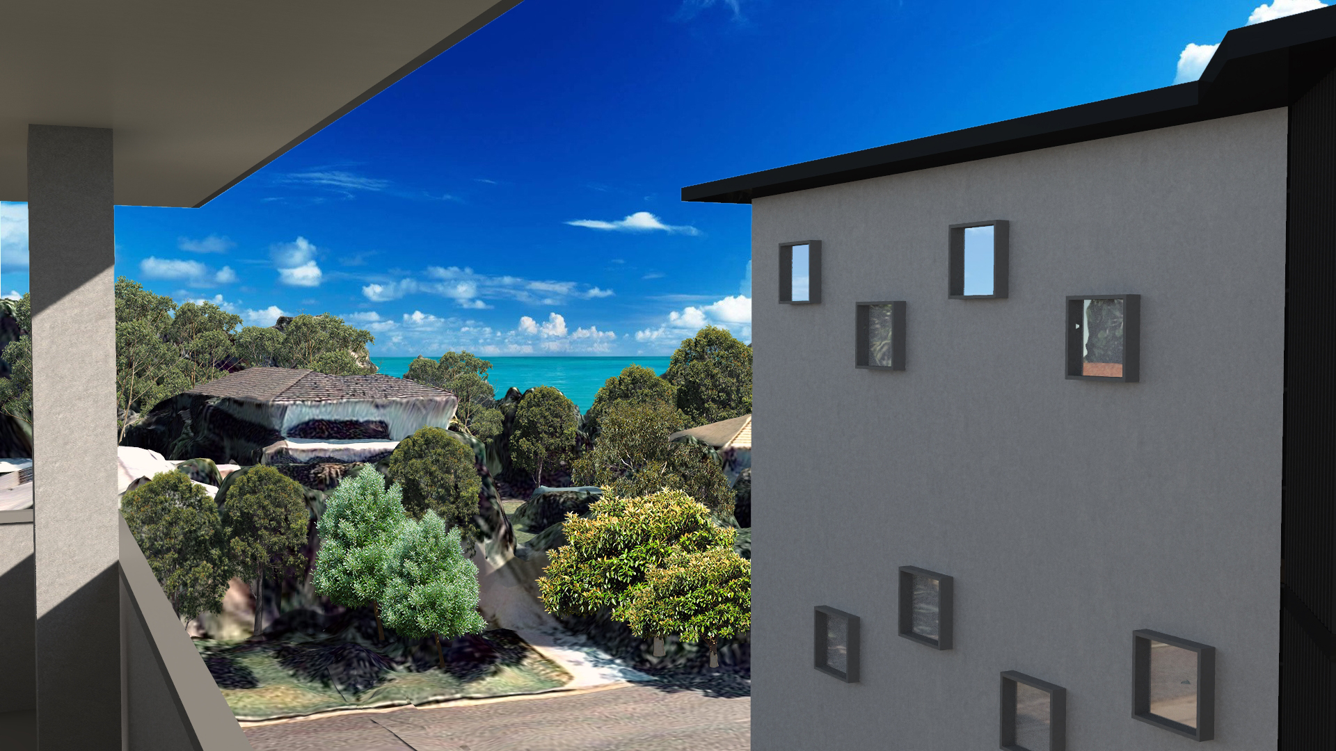 Rendered View with Trees