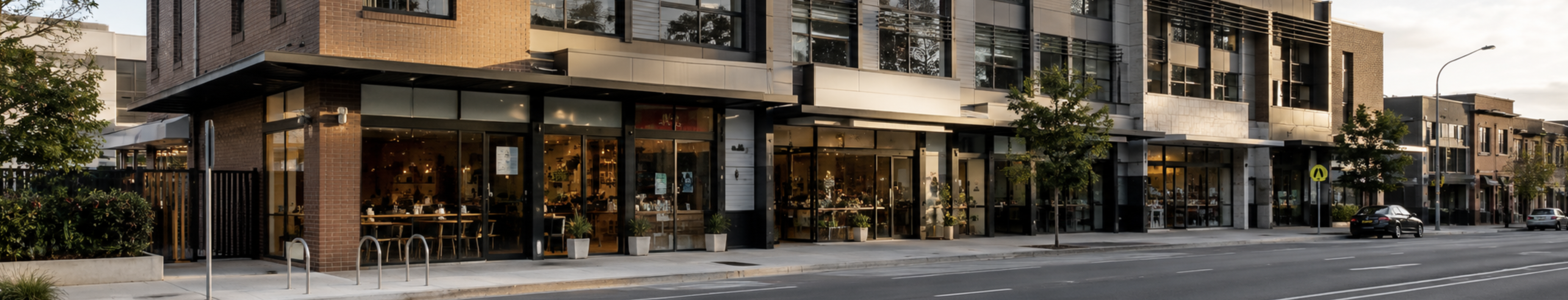 Everyday Australian commercial building with calm envelope proportions, practical glazing and dry landscaping