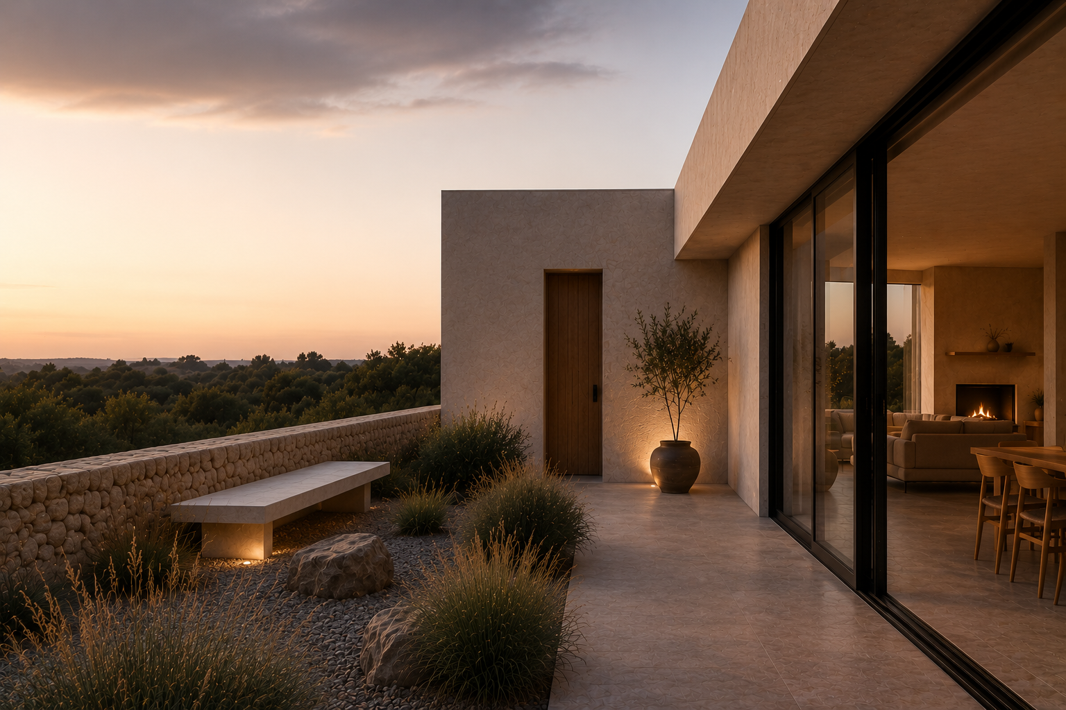 Serene modern home at golden hour 16