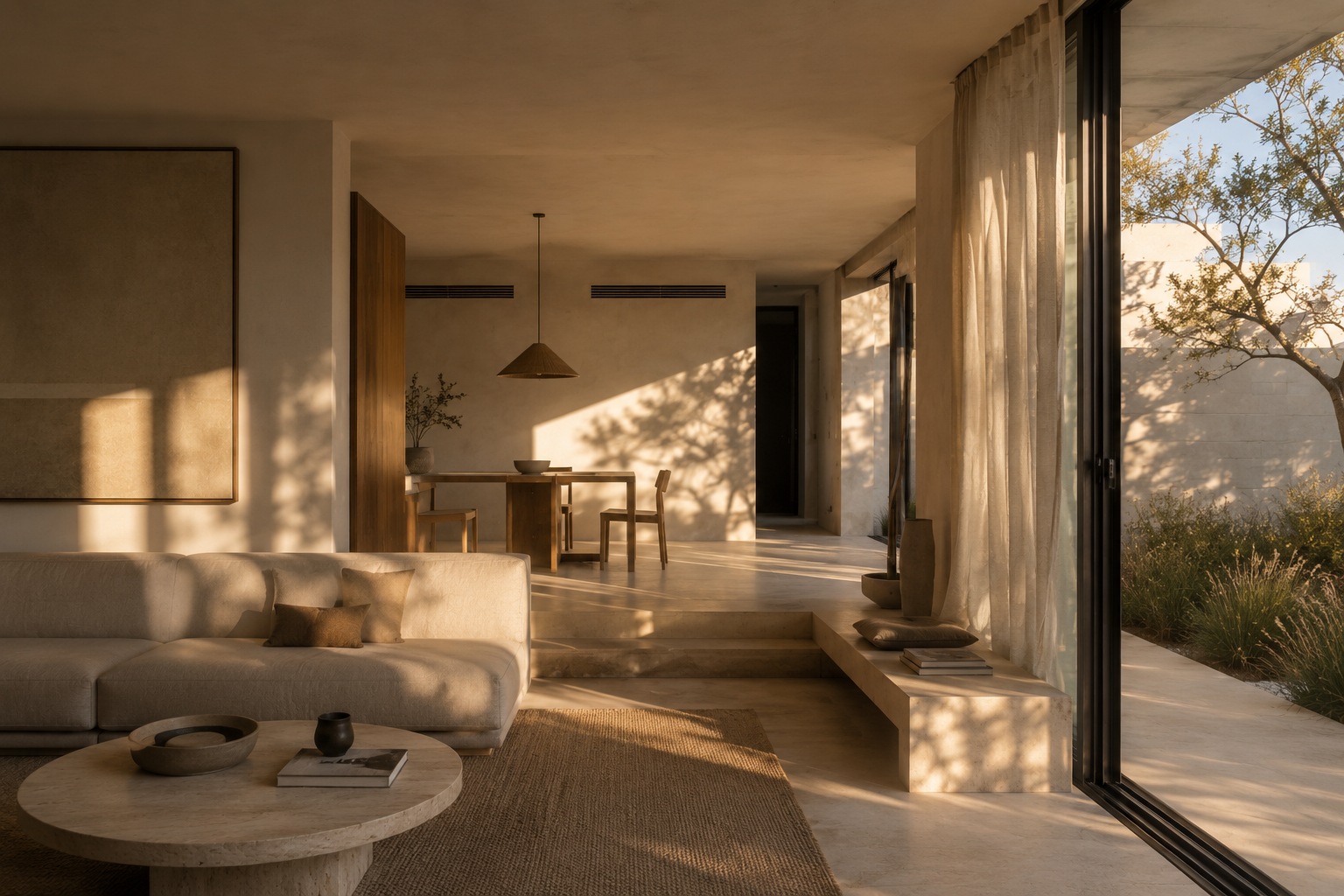 Serene modern home at golden hour 2